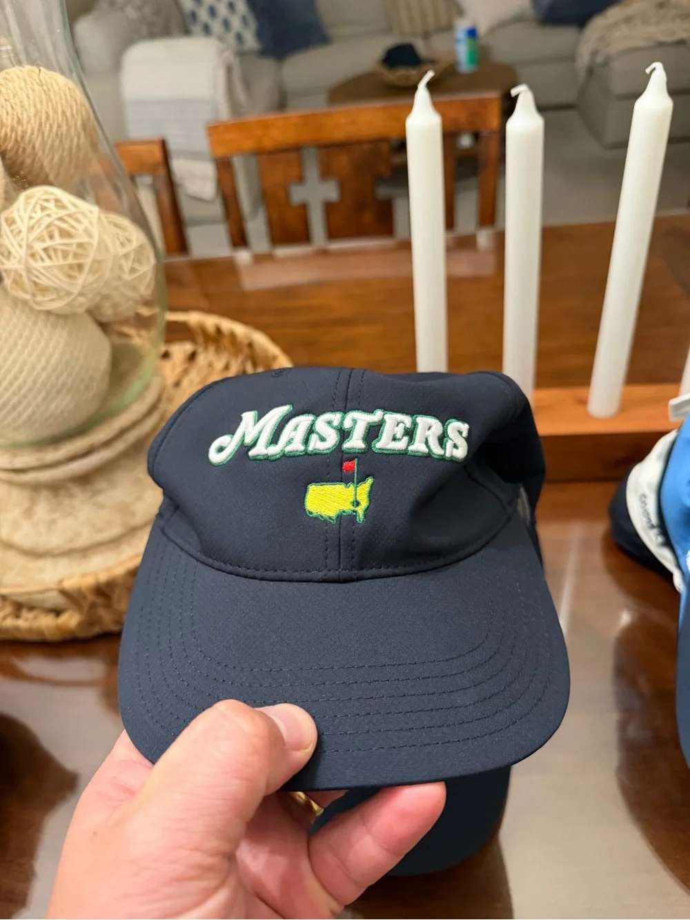 Masters Embroidered Golf Hat 2025 - Navy with Yellow & Green Logo